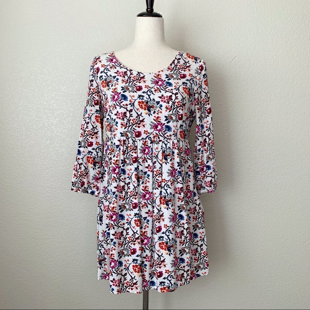 Old Navy Floral 3/4 Sleeves Baby Doll Dress, Sz Small